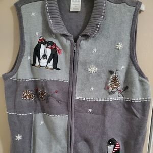 Blair penguins and pinecone winter vest